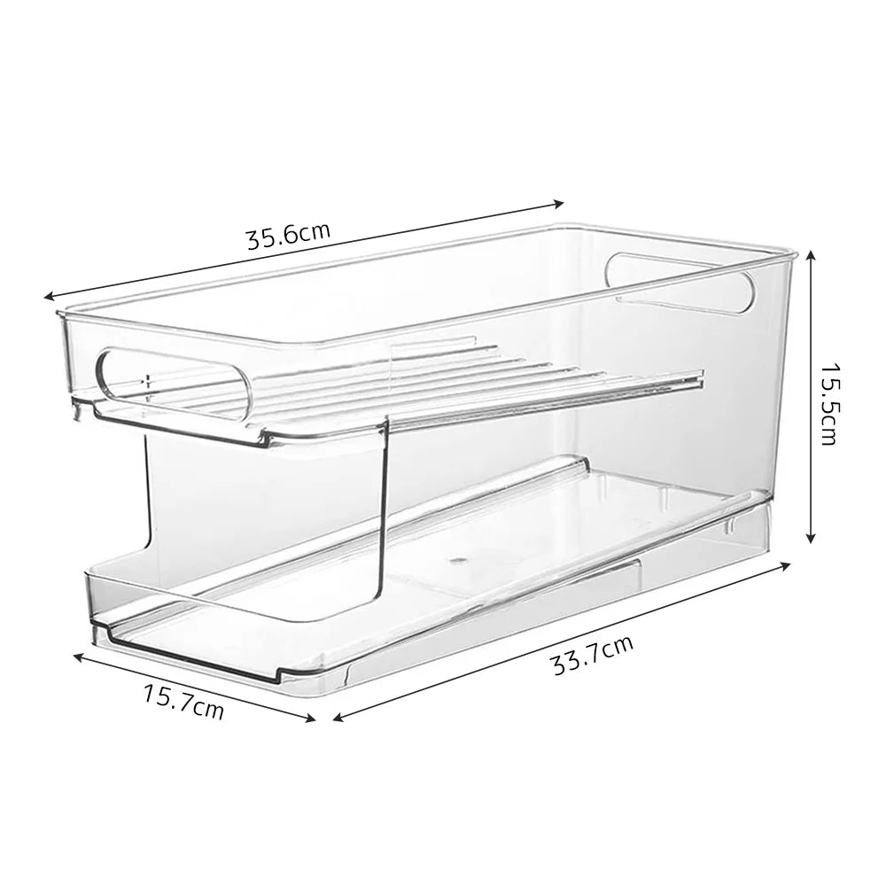 Soporte para latas de refrigerador, dispensador de latas rodante, almacenamiento de latas de refresco, cerveza, organizador de latas de bebidas apilable de 2 niveles para nevera