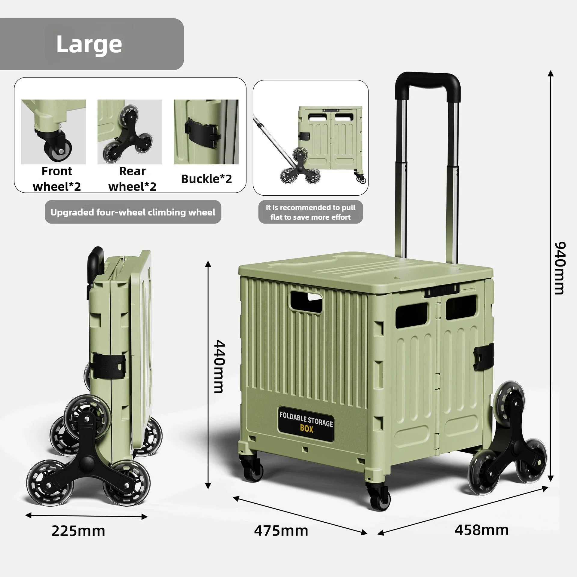 Carrito de compras multifuncional para el hogar, carrito de compras plegable portátil, remolque, camping, caja de almacenamiento de gran capacidad