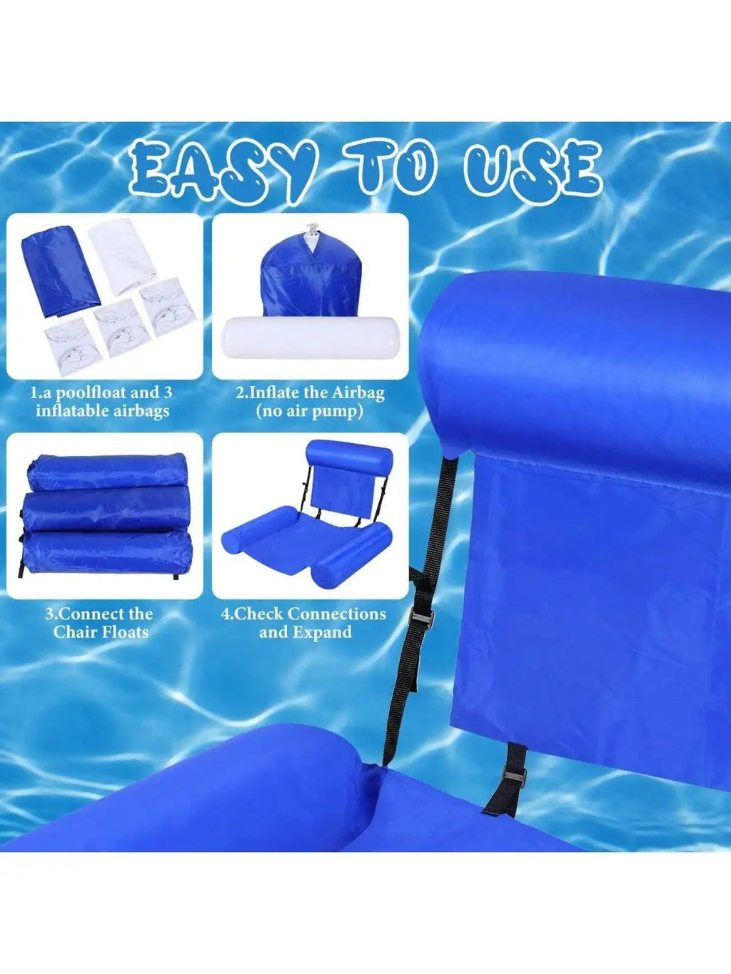 Flotadores de piscina inflables, hamaca de agua tamaño adulto, flotadores para piscina, juguetes flotantes multiusos para piscina