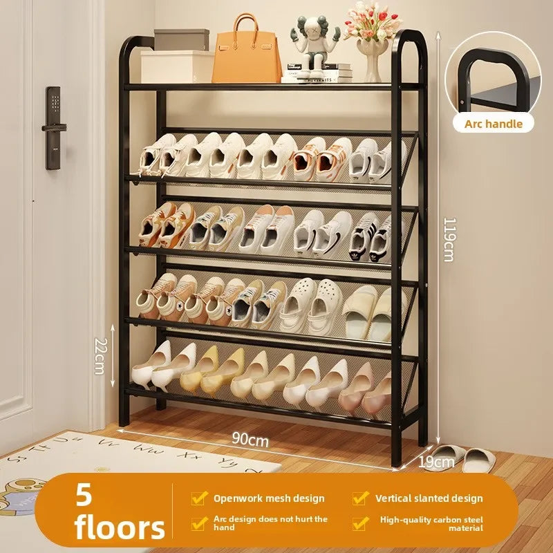 Zapatero de acero para puerta, doméstico, sencillo, ahorro de espacio, metálico, multi-capa, armario estrecho para zapatos