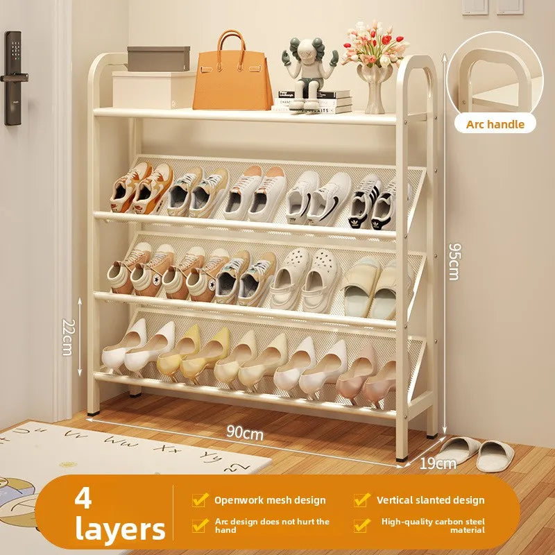 Zapatero de acero para puerta, doméstico, sencillo, ahorro de espacio, metálico, multi-capa, armario estrecho para zapatos