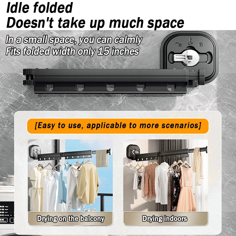 Perchero Plegable de Ropa para Interiores, Tendedero Retráctil, Ahorra Espacio, Tendedero de Ropa para Lavandería Doméstica, Soporte de Ropa Montado en la Pared