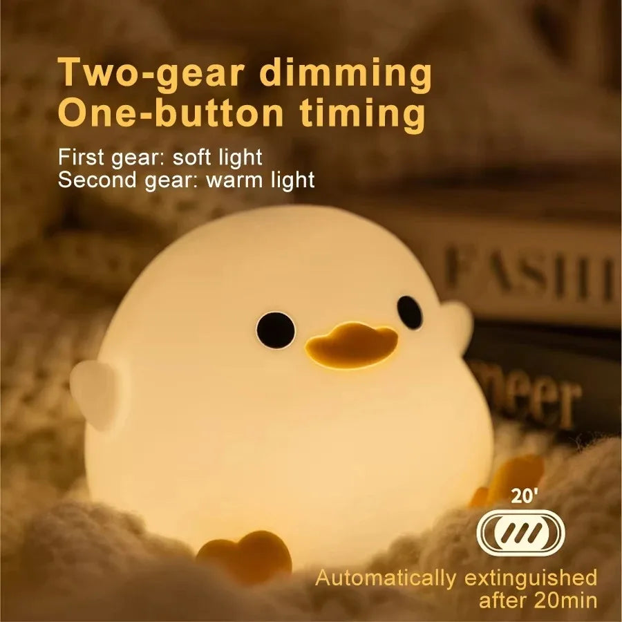 GGbingo Luz de Noche Recargable LED de Silicona con Forma de Animal de Dibujos Animados para Niños, Lámpara con Sensor Táctil, Temporizador, USB, Decoración para Habitación Infantil