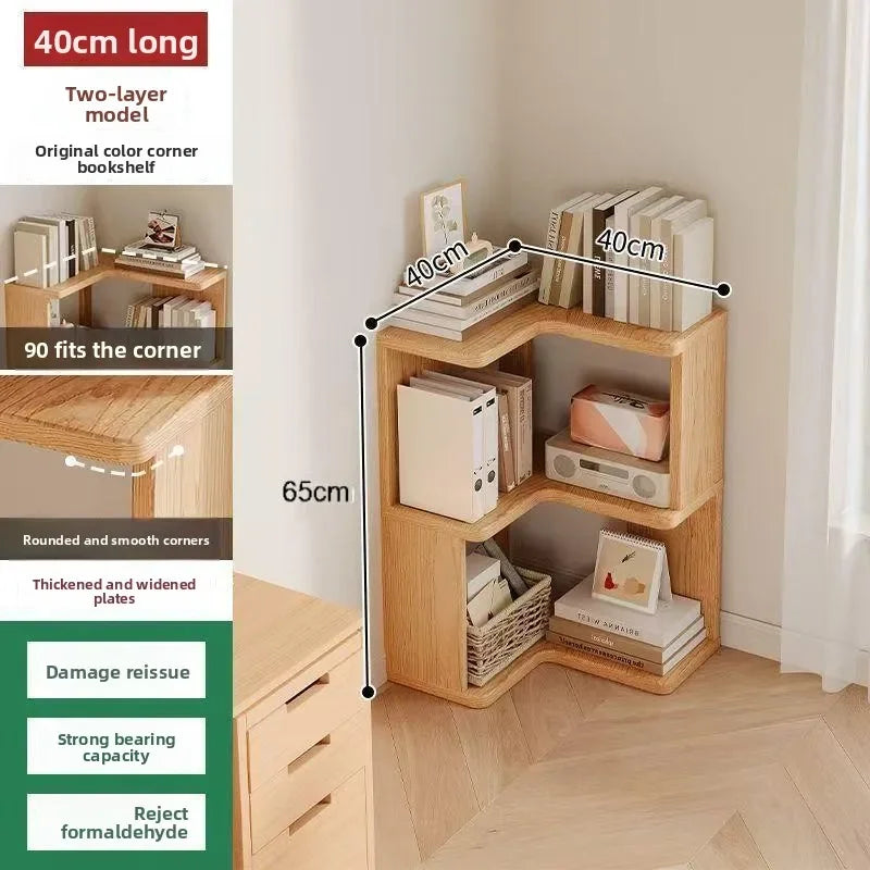 Estantería esquinera de madera maciza Estante de pie Mueble esquinero multicapa Almacenamiento organizador