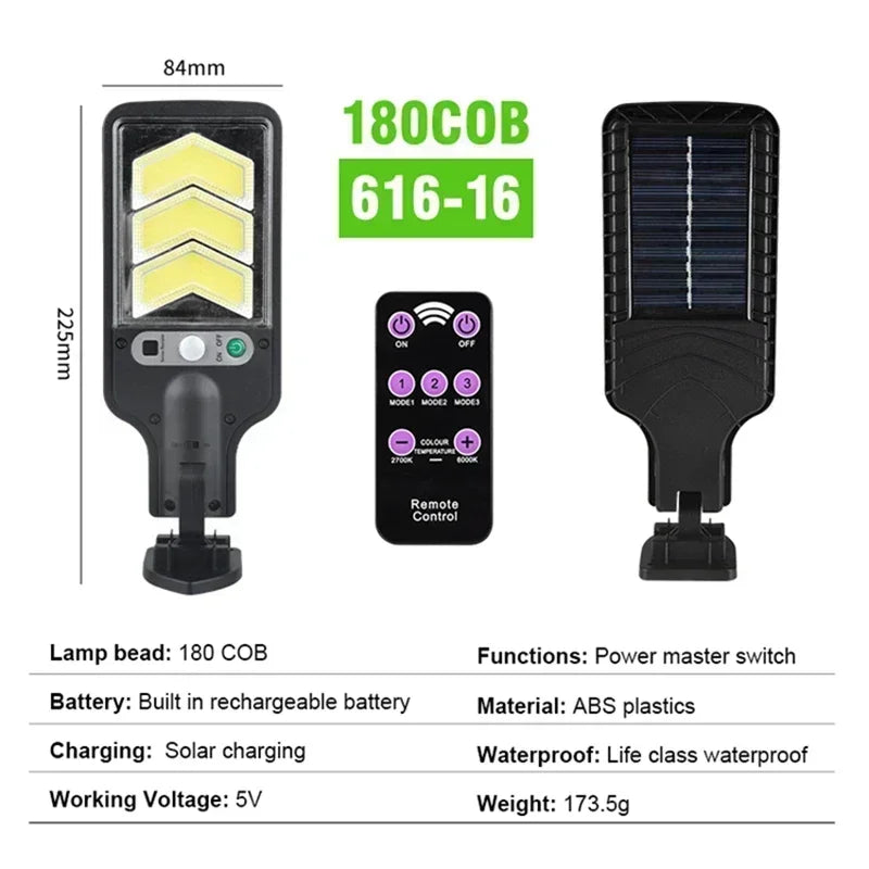 Farolas solares para exteriores, lámpara solar con 3 modos de luz, sensor de movimiento impermeable, iluminación de seguridad para jardín, patio, sendero.