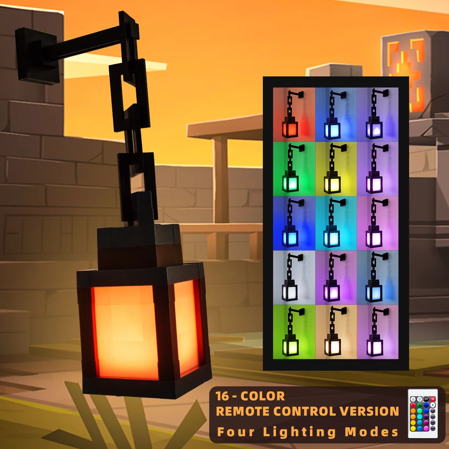 Linterna portátil Pixel Style Night Light, adorno de mesa, 16 colores, linterna, decoración interior DIY, luz de ambiente festivo