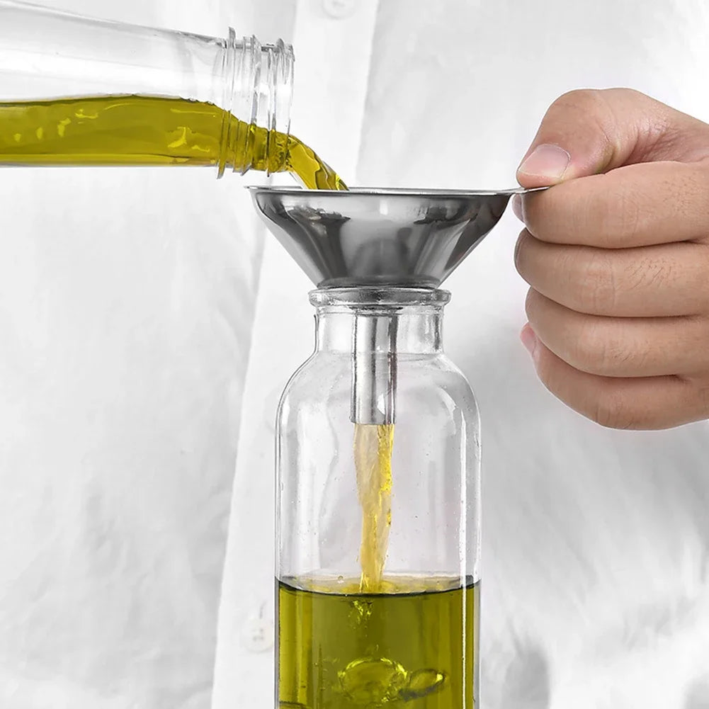 Juego de 3 embudos de acero inoxidable, juego de embudos de cocina multiusos para transferir líquidos, ingredientes secos, polvo