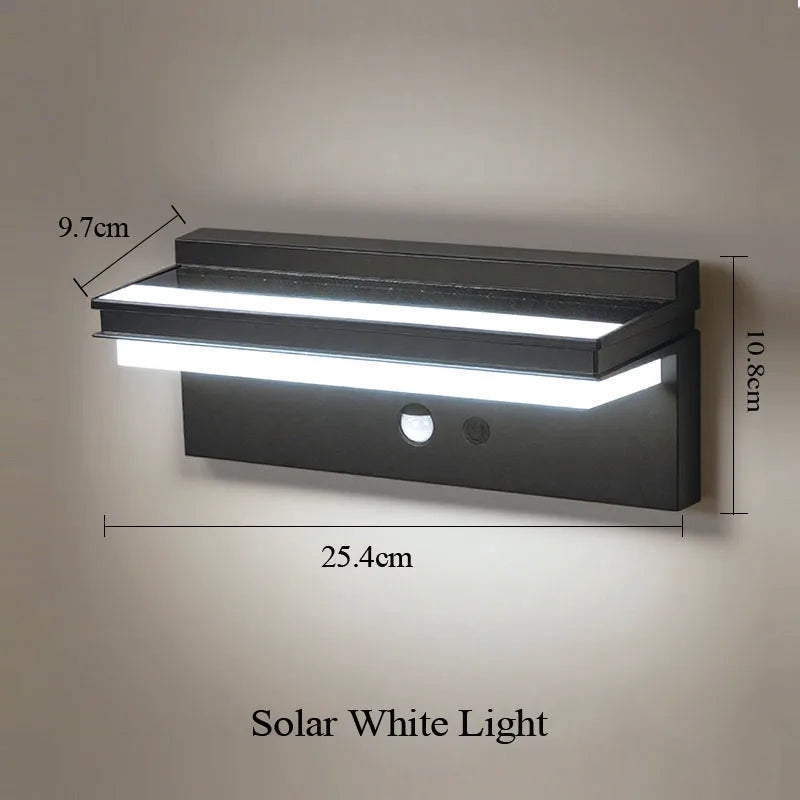 Luz de pared solar LED para exteriores, ahorro de energía, impermeable, sensor de movimiento, lámpara de pared para patio, villa, valla, iluminación de paisaje
