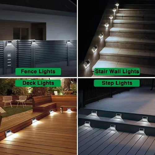 5 Pack Solar Step Lights, 3 LED Outdoor Deck Lighting, Stainless Steel Waterproof for Stairs, Pathway, Walkway, Garden