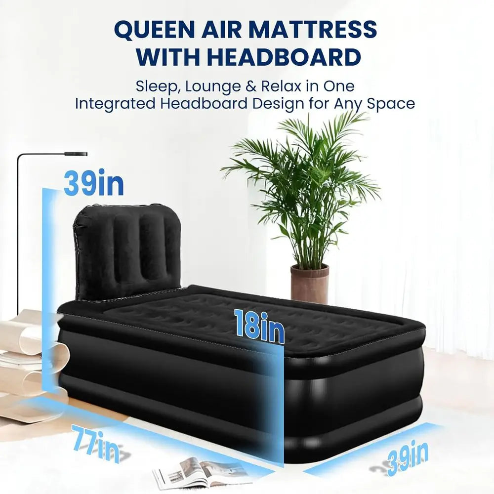 Colchón Hinchable con Bomba Incorporada, Capacidad de 227 kg, Diseño Silencioso, Probado contra Fugas, Inflado/Desinflado Rápido, Portátil para Casa a