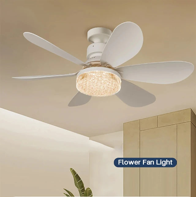 Pequeño Ventilador de Techo con Luz Tipo Tornillo E27 con Control Remoto para Sala de Estar Dormitorio 40W LED Lámparas de Ventilador Cocina Decoración del Hogar