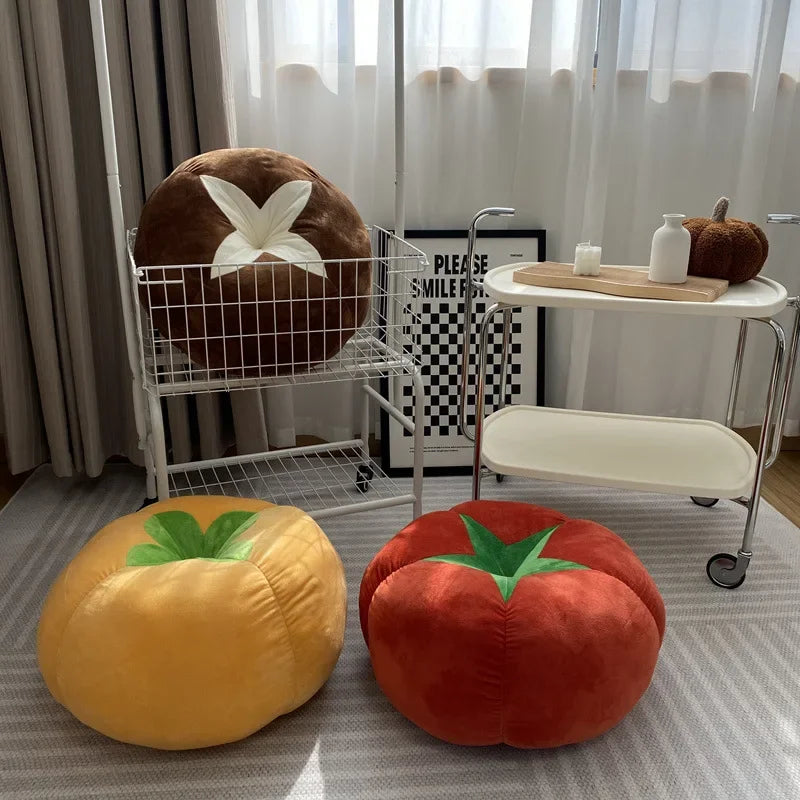 Cojín Engrosado con Almohada en Forma de Tomate Vegetal Champiñón Caqui Cojín Redondo para Ventana Almohadas para Dormitorio