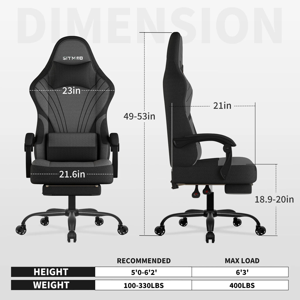 Silla gaming, sillas gaming grandes y altas para adultos con reposapiés y soporte lumbar, silla de ordenador ergonómica y cómoda