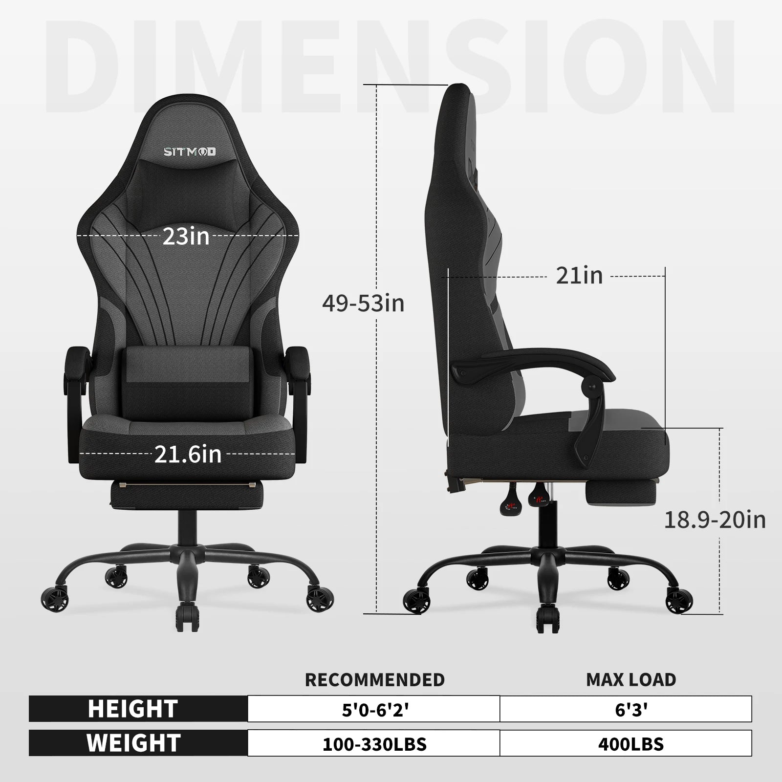 Silla gaming, sillas gaming grandes y altas para adultos con reposapiés y soporte lumbar, silla de ordenador ergonómica y cómoda