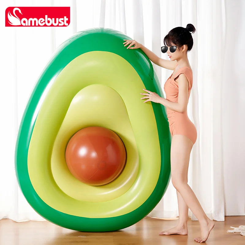 Camebust Aguacate Hinchable Flotante de PVC Anillo de Natación Flotadores de Piscina Tumbona Hinchable con Bola Hinchable para Decoración de Fiesta