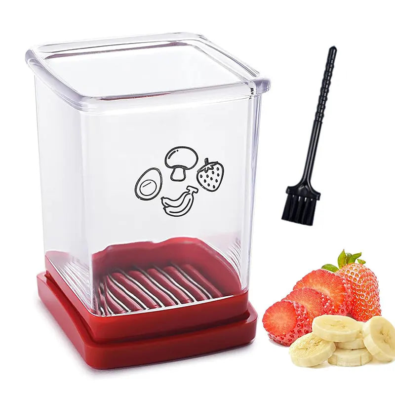 Cortador de frutas rápido con placa de empuje, cortador de huevos, fresas y plátanos, para hacer rápidamente ensaladas de frutas y verduras, utensilio de cocina