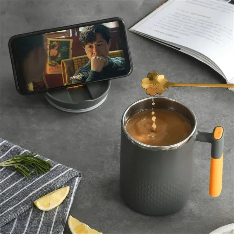 Taza de Acero Inoxidable con Asa y Tapa, Doble Pared, Resistente al Calor, Antiescaldaduras, Taza de Café para el Hogar y la Oficina, Taza de Leche, Avena, Agua