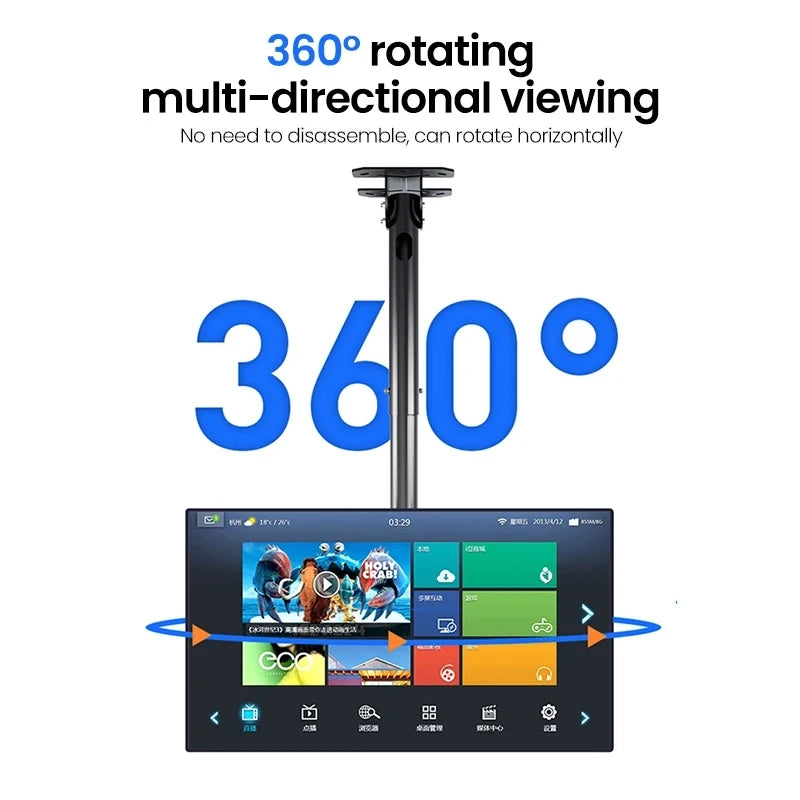 Soporte de techo para TV, soporte de TV de movimiento completo para la mayoría de televisores/monitores planos o curvos de 32-75", inclinación giratoria, altura ajustable, soporte de TV colgante