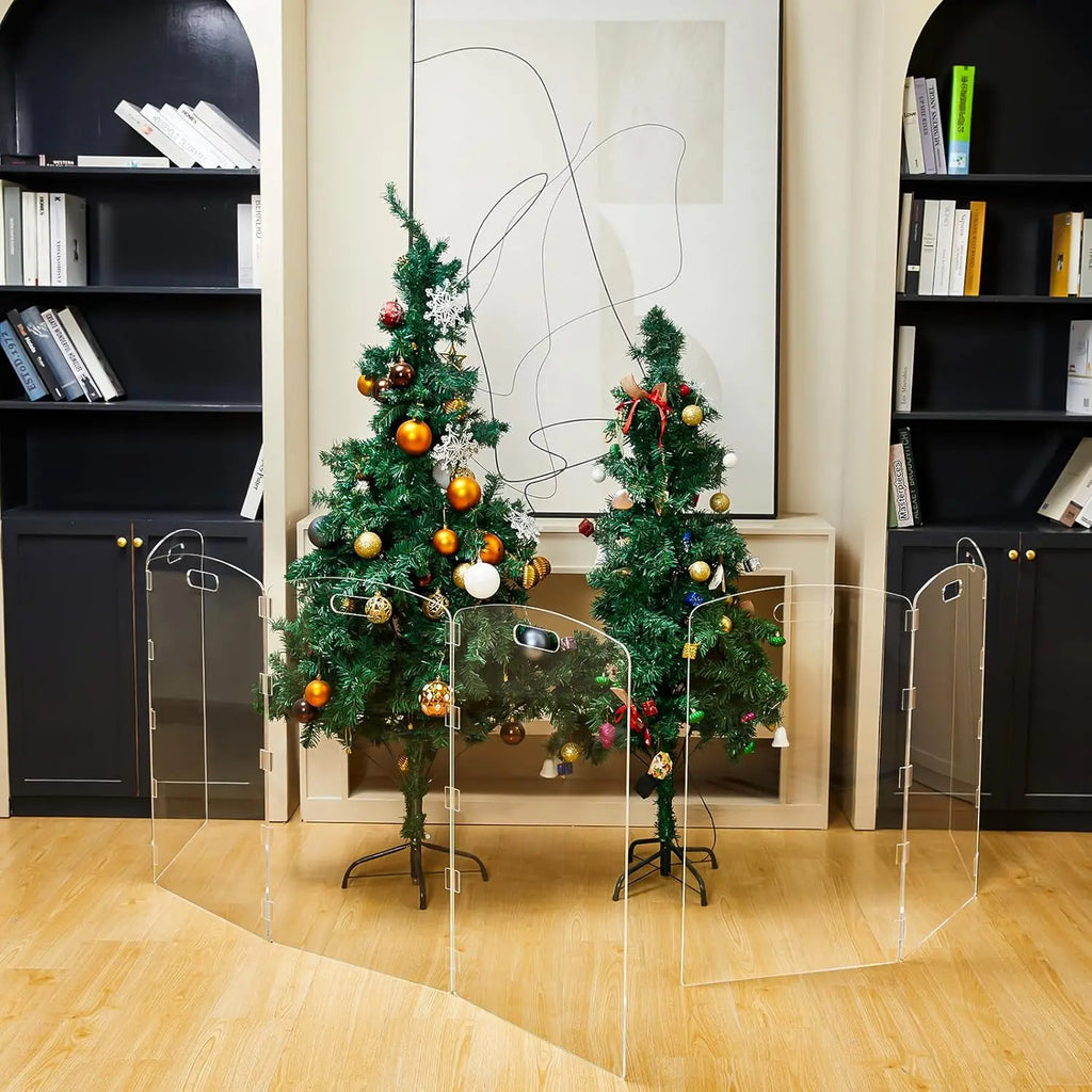 Barrera Plegable de Acrílico Transparente para Mascotas - 81 cm de Alto, para Puertas y Escaleras, Valla Interior para Perros y Gatos