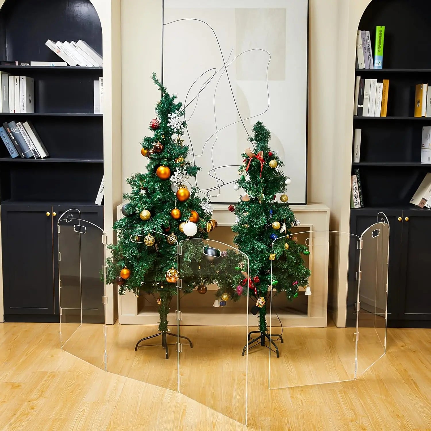 Barrera Plegable de Acrílico Transparente para Mascotas - 81 cm de Alto, para Puertas y Escaleras, Valla Interior para Perros y Gatos