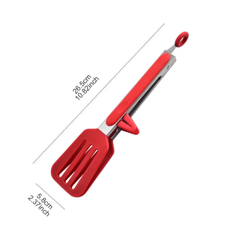 Pinzas para alimentos de 9 pulgadas Pinzas de acero inoxidable Pinzas de cocina antiadherentes de silicona Clips para barbacoa al aire libre Utensilios para ensaladas y pan Accesorios de cocina
