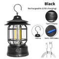 Paquete de 2 farolillos de camping recargables por USB, alimentados por batería, luz retro para camping, resistente al agua, lámpara LED colgante para tienda de campaña para senderismo y pesca