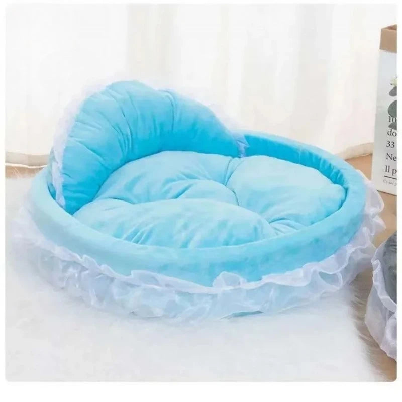 Cama 3D Fantasía para Mascotas con Lazo para Perros, Cama Romántica Desmontable Ovalada para Perros, Nido Sofá Suave para Perros, Muebles de Boda para Mascotas, 1 ud.