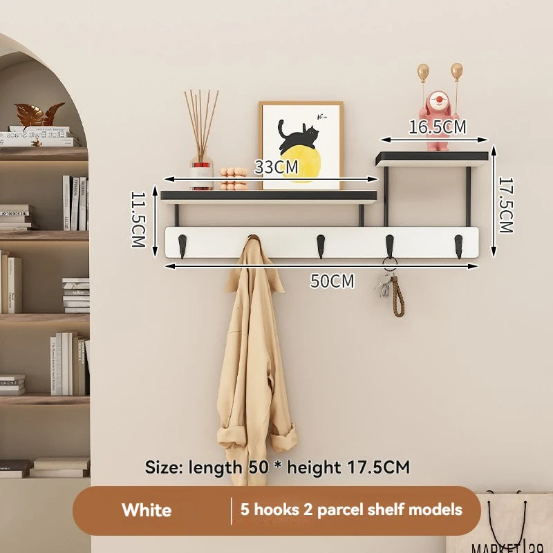 Gancho de madera maciza para ropa, perchero multifuncional para la pared de la entrada, gancho para llaves, perchero de pared sin perforaciones