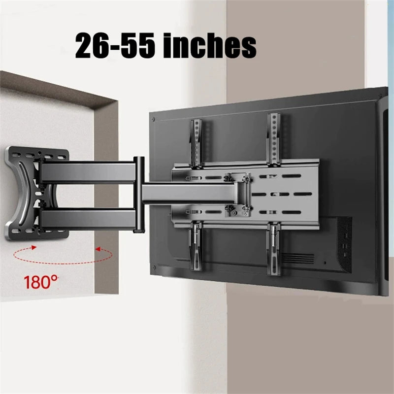 Soporte de pared para TV de movimiento completo de 26-55 pulgadas, giratorio, inclinable y articulado, VESA máximo 400x400mm, brazo largo de extensión de 70 cm