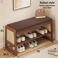 Taburete para cambiarse los zapatos de tela Teng, para puerta de entrada, puerta del hogar, almacenamiento multicapa, madera maciza, se puede sentar en el taburete para zapatos