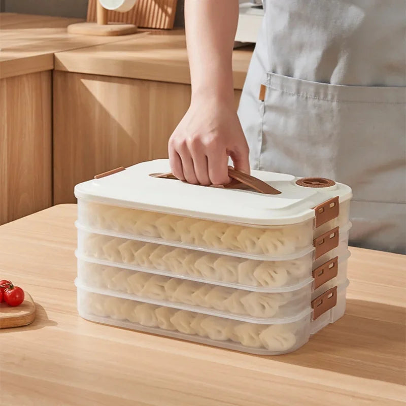 Caja de almacenamiento de dumplings, multicapa, transparente, para nevera, para mantener frescos los dumplings, contenedor sellado para alimentos de cocina casera
