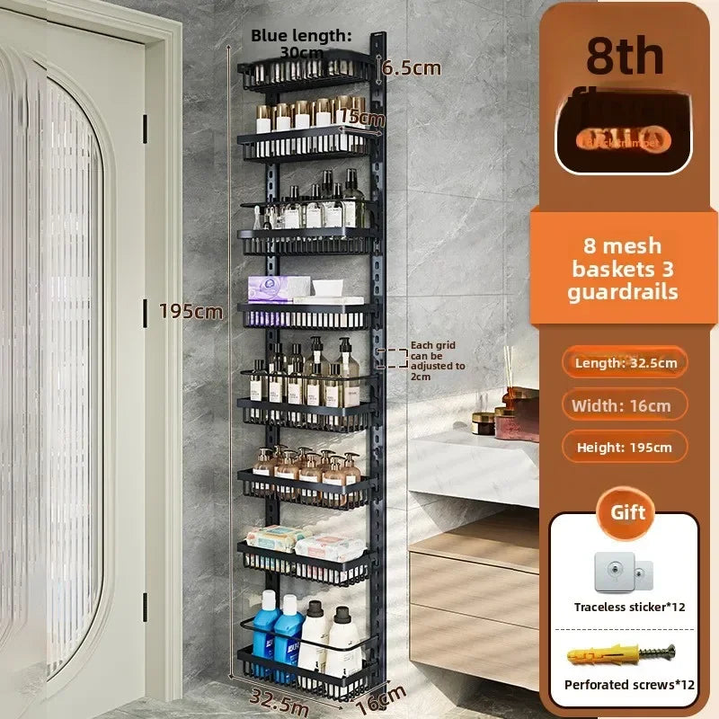 Estante de almacenamiento de especias y condimentos de pared multicapa ajustable para gabinete de cocina, sin perforaciones, para colgar en la pared