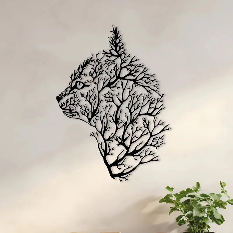 Encantador Adorno Metálico de Gato y Árbol para Pared - Decoración Minimalista para Dormitorio, Sala de Estar, Oficina - Regalo Perfecto de Estreno de Casa