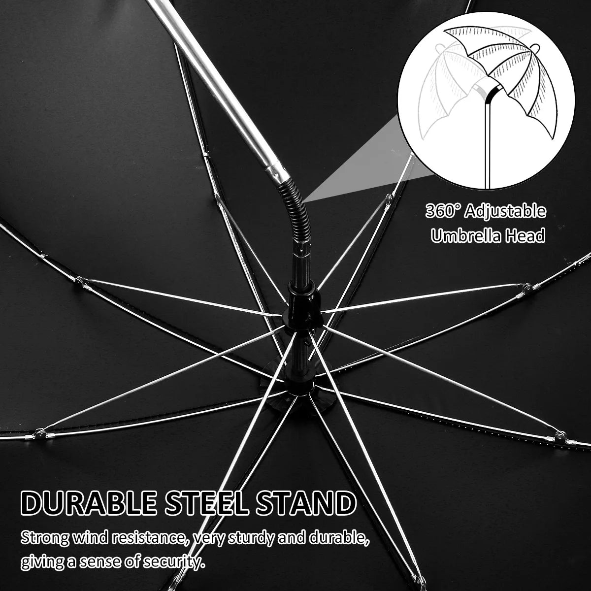 Sombrilla Universal Para Cochecito de Bebé, Protección UV, Sol y Lluvia, Parasol Ajustable 360°, Sombrilla Para Silla de Patio o Playa, Impermeable
