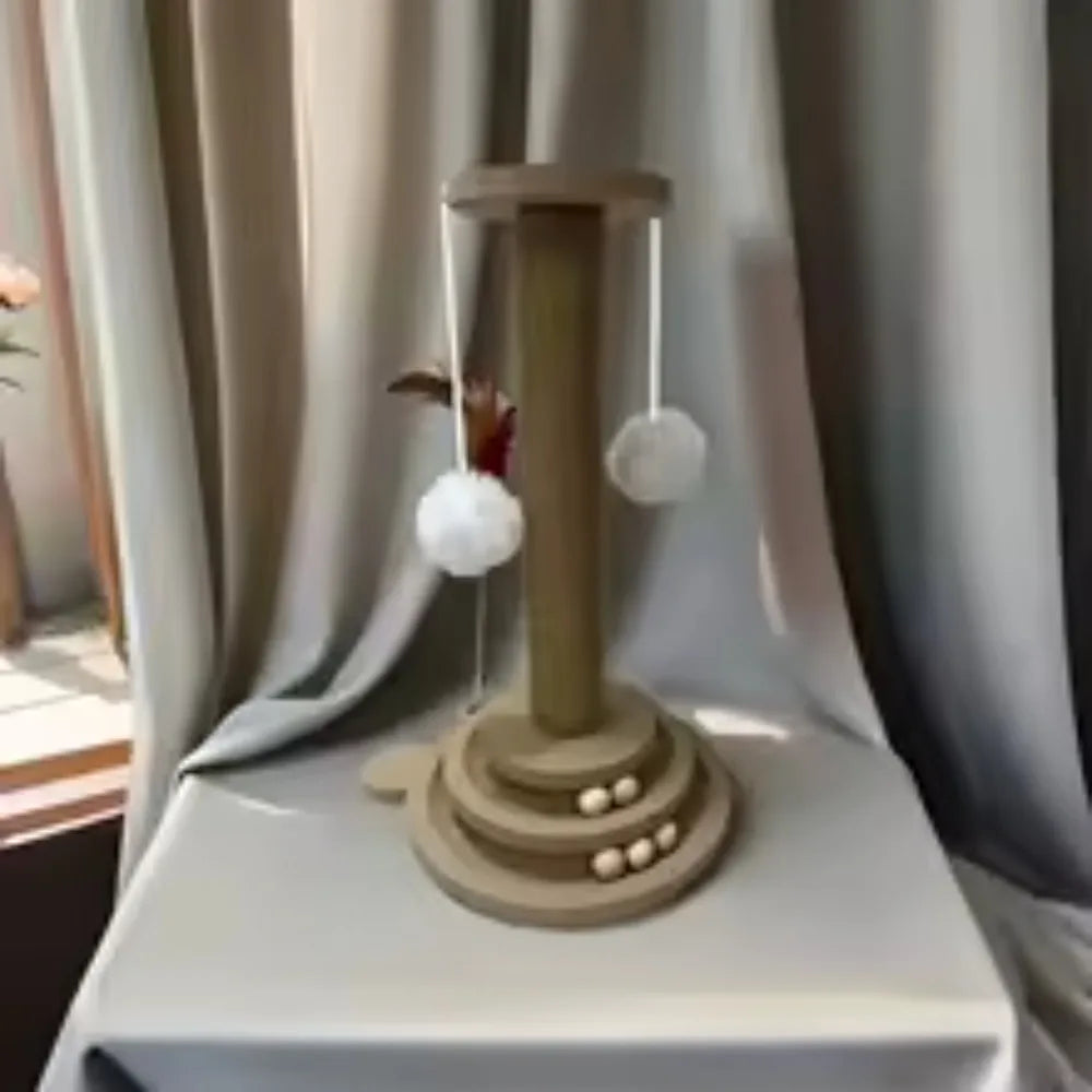 Rascador Alto de Sisal para Gatos con Bola Colgante - Rascador Vertical Premium para Gatos y Gatitos de Interior, Juguete Interactivo Incluido