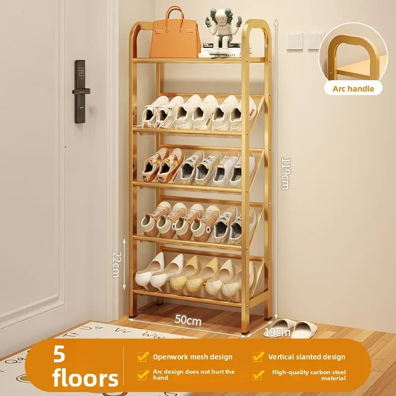 Zapatero de acero para puerta, doméstico, sencillo, ahorro de espacio, metálico, multi-capa, armario estrecho para zapatos