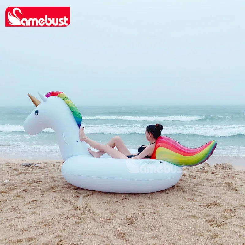 Camebust Hinchable Flotante Piscina Flotadores Unicornio Jinete Animal Flotadores Piscina Tumbona de Agua Decoración de Fiesta