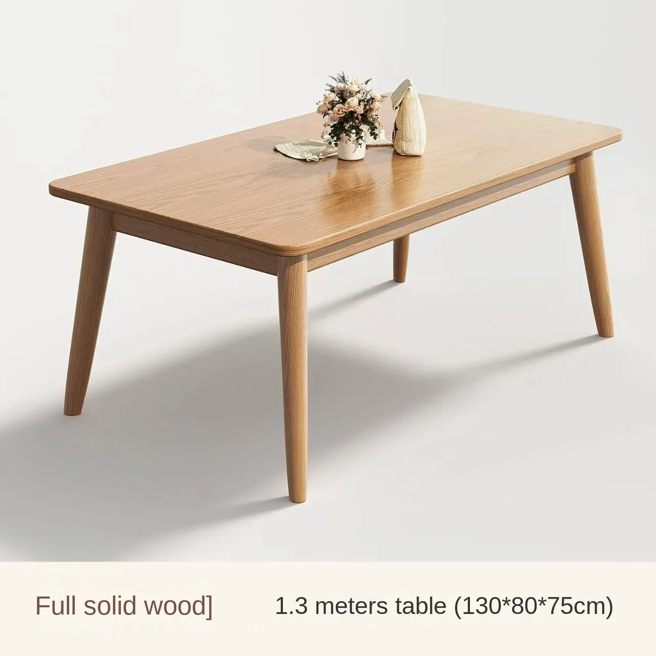 Mesa de comedor de madera maciza moderna, rectangular, estilo japonés, sencilla para apartamento pequeño