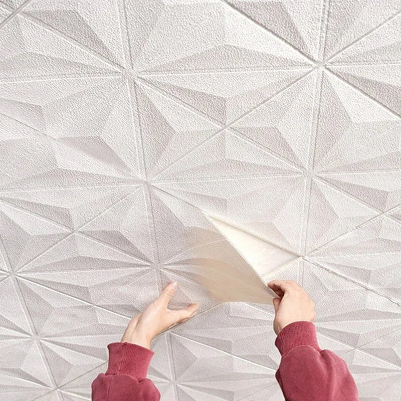 Pegatinas de pared 3D para dormitorio, techo, 35x35cm, papel tapiz, decoración de habitación, anticolisión, fondo impermeable, despegar y pegar