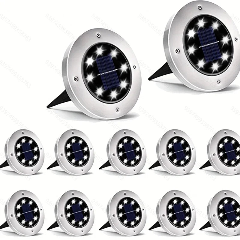 Lámpara solar LED de pie 8LED para exteriores, luces subterráneas impermeables para decoración de jardín, terraza, patio