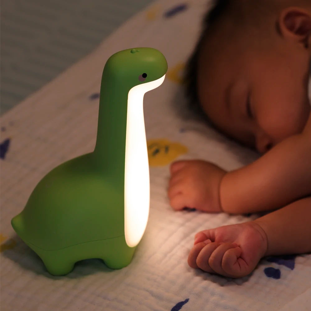 Dinosaurio Luz Nocturna Linda Luz Nocturna Infantil Protección Ocular Lámpara de Mesita de Noche con Temporizador Carga USB Decoración de Habitación Regalo para Niños