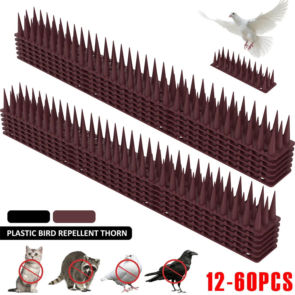 12-60Pcs Pinchos Antiaves para Vallas, Pinchos para Muros, Evita que Pájaros y Gatos se Posicionen en la Valla, Pinchos Repelentes de Gatos para Disuadir Ladrones