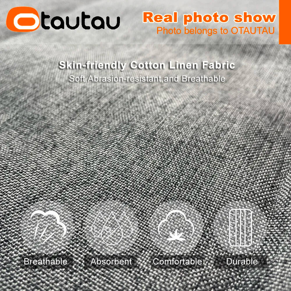 OTAUTAU Funda de Almohada de Lino y Algodón Sofá Doble Cama Funda Cuadrada Sillón Reclinable Puf Sillón Tumbona Asiento de Suelo Sofá DD008