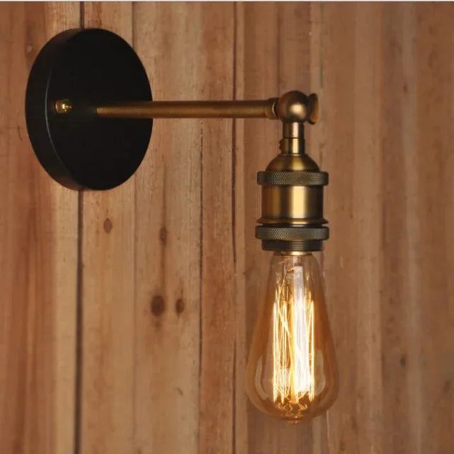 Lámpara de pared americana de una sola cabeza, estilo industrial retro para dormitorio, sala de estar, estudio, pasillo, escalera, lámpara de pared E27