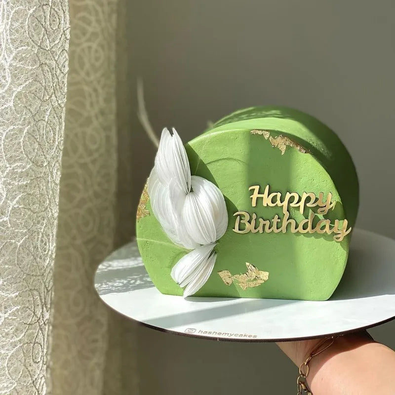 Flank Round Happy Birthday Cake Toppers Rose Gold Top Grade Acrylic Kids Birthday Party Cake Topper Baby Shower Gift Decoration