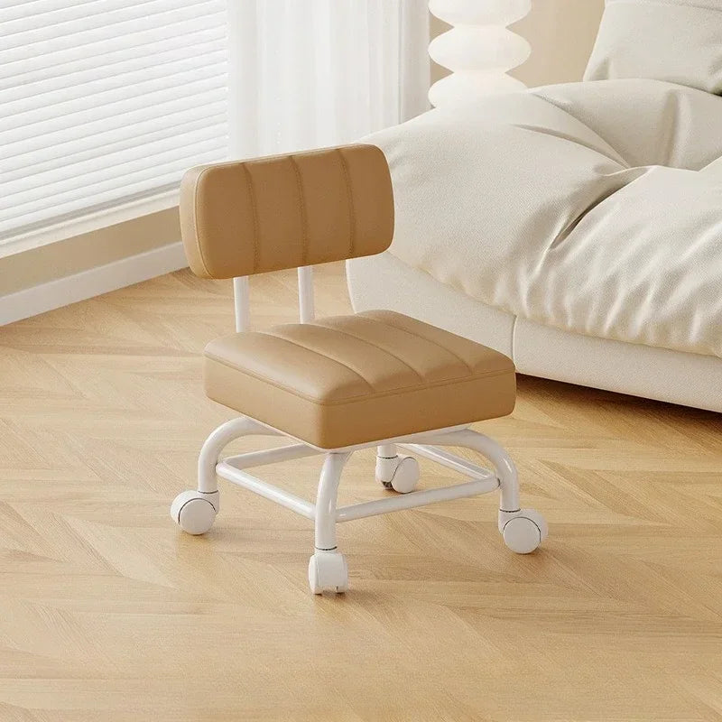 Taburete Pequeño Respaldo Rueda Universal Taburete Blando Sofá Infantil Mesa de Centro Silla Pequeña Polea Taburete Bajo Taburete Portátil