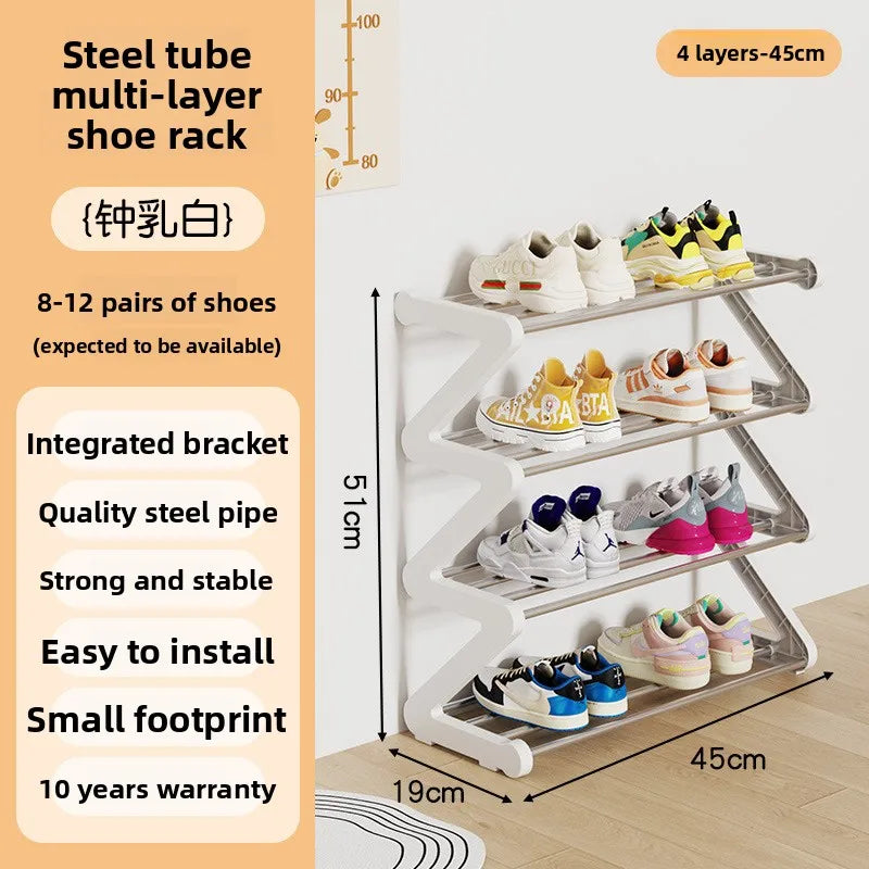 Zapatero sencillo Estante de almacenamiento multifuncional Zapatero en forma de Z multicapa Zapatero para dormitorio doméstico