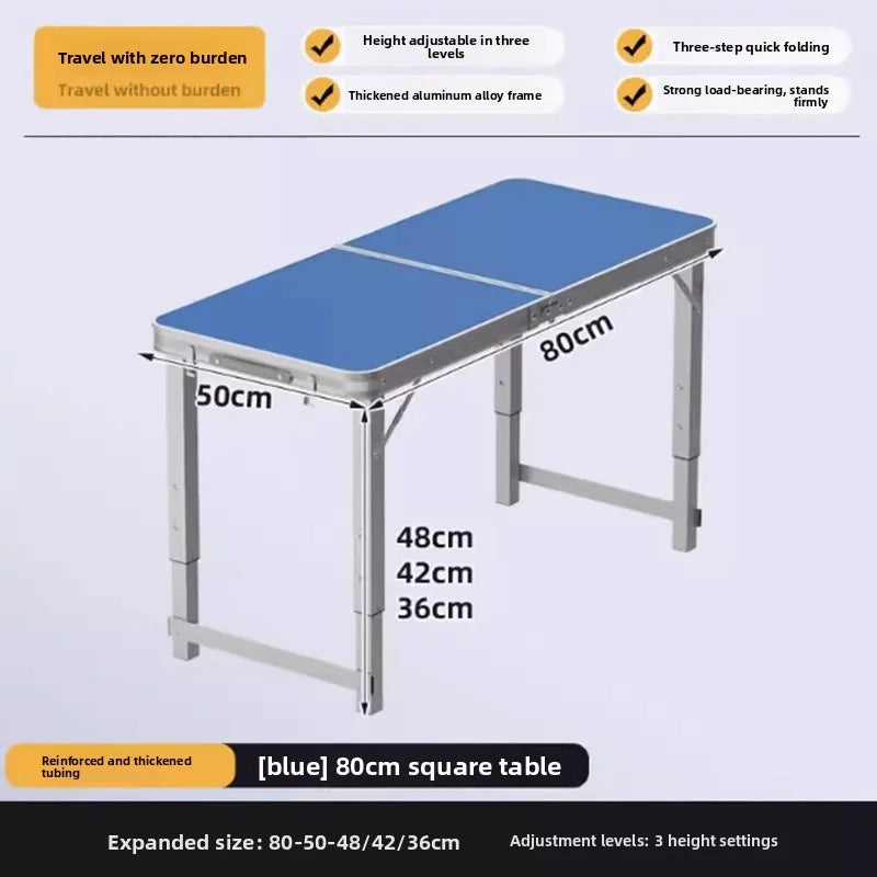 Mesa de picnic plegable portátil, altura ajustable, ligera, compacta, de aluminio, fácil de transportar, para camping, playa, portón trasero, jardín