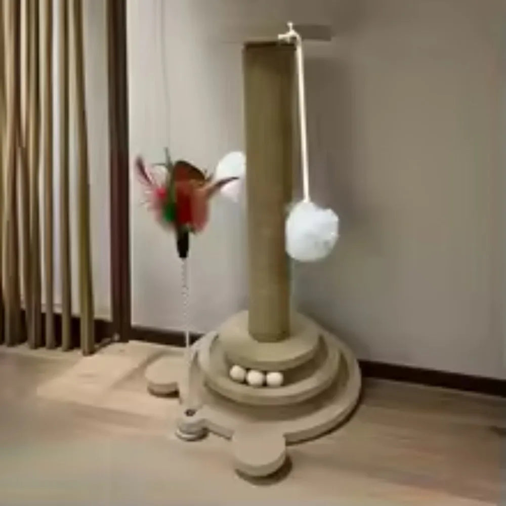 Rascador Alto de Sisal para Gatos con Bola Colgante - Rascador Vertical Premium para Gatos y Gatitos de Interior, Juguete Interactivo Incluido