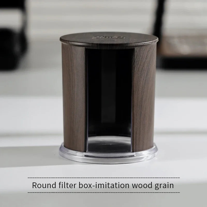 Bincoo Recipiente para guardar papel de filtro para cafetera moca, redondo de 60 mm, cuenco para café molido, papel de filtro de café de 58 mm, ABS lavable, herramienta de barista